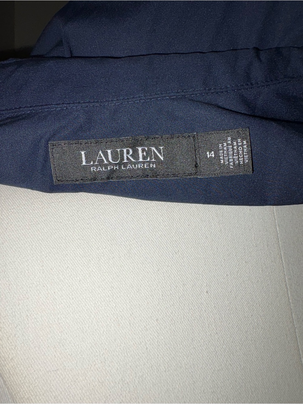 Lauren Ralph Lauren black label Navy button up maxi Dress with Tie Belt - Picture 8 of 9